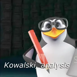 🧐 36c7561a Kowalski Madagascar Kowalski, analysis pinguin, kowalski, analyse, madagaskar, cartoon, brille, stift, lustig telegram sticker