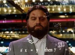🤯 d6d86f25 if x = y then y Mathematik, Gleichungen, Meme, verwirrt, Logik, Zach Galifianakis telegram sticker