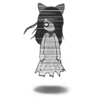 😏 174f8c57 girl, dress, dark hair, bow, creepy, doll, shadow telegram sticker
