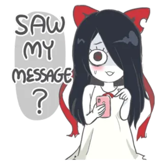 🤪 581f8768 SAW MY MESSAGE? ghost, girl, message, phone, creepy, saw my message, cartoon telegram sticker