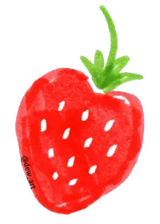 🍓 0de704ec @dew_art 草莓, 水果, 食物, 红色, 甜点 telegram sticker