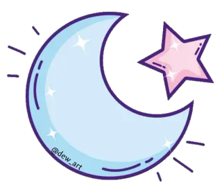 🌙 24224cd2 @dew_art 月亮, 星星, 艺术, 可爱, 贴纸, 星空 telegram sticker
