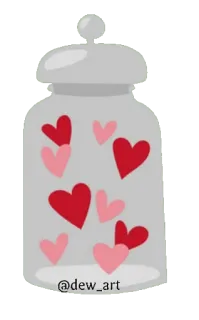 ❤️ 58d2f26a @dew_art 罐子, 爱心, 爱, 情人节, 粉色, 红色 telegram sticker