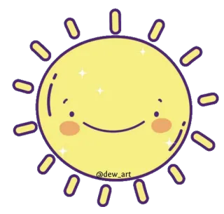 ☀️ 7d21a9a1 @dew_art 太阳, 可爱, 插画, 艺术, 卡通, 卡哇伊 telegram sticker