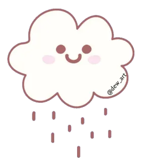 🌧 af76b18a @dew_art 云, 卡哇伊, 可爱, 天气, 艺术, 卡通, 贴纸 telegram sticker