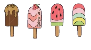 🍦 ef895396 @dew_art 冰棒, 冰淇淋, 甜点, 夏天, 零食, 食物, 艺术 telegram sticker