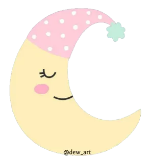 🌙 f6f0a823 @dew_art 月亮, 睡眠, 可爱, 卡哇伊, 夜晚, 卡通 telegram sticker