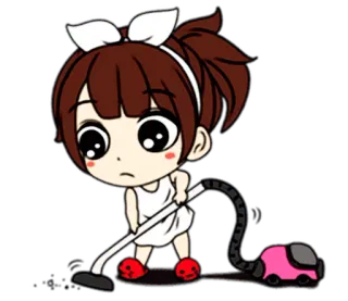 👸 2fa63ec0 pulizia, aspirapolvere, faccende domestiche, cartone animato, ragazza, cameriera telegram sticker