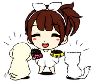 👸 e5555009 ragazza, cane, gatto, dolce, cartone animato telegram sticker