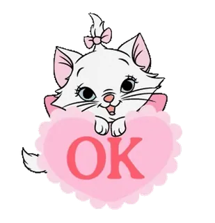👍 16b0a8f9 Marie The Aristocats OK chat, mignon, ok, Disney, Les Aristochats, dessin animé whatsapp sticker