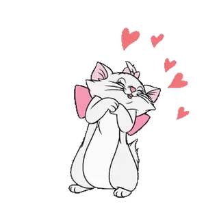 🥰 253d4350 Marie The Aristocats chat, coeurs, dessin animé, mignon, Marie, Disney, Les Aristochats whatsapp sticker
