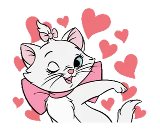 😘 2c10a56f Marie The Aristocats Marie, Les Aristochats, Disney, chat, dessin animé, coeurs, mignon whatsapp sticker