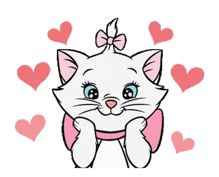 🥰 3bc858fe Marie The Aristocats Marie, Les Aristochats, chat, chaton, coeurs, amour, mignon, dessin animé whatsapp sticker