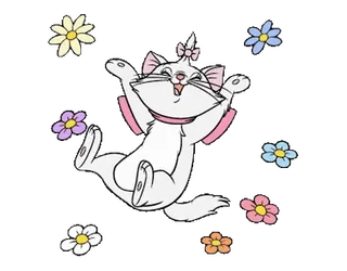 🥳 71b1437b Marie The Aristocats chat, fleurs, dessin animé, Disney, Marie, Les Aristochats, joyeux whatsapp sticker