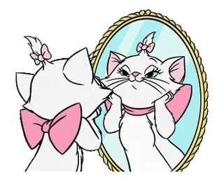 😌 cde23ef5 Marie The Aristocats chat, dessin animé, Les Aristochats, Disney, miroir, nœud, mignon, chaton whatsapp sticker