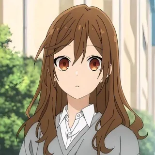 😮 66f6ae84 anime, gadis, rambut cokelat, kartun, Horimiya telegram sticker