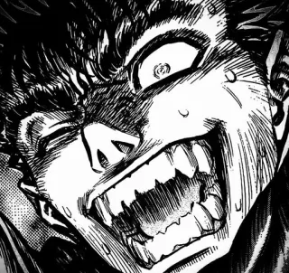 ⚔ 2b4206e3 Anime, Manga, Boos, Schreeuwend, Uitdrukking, Close-up, Zwart-wit telegram sticker