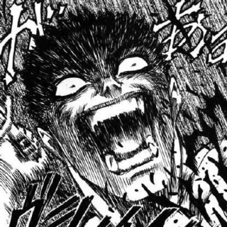 ⚔ c3b070de manga, berserk, guts, schreeuw, woede, zwart wit telegram sticker