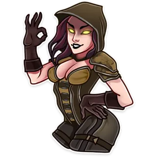 👌 15d423a7 femmina, cappuccio, gesto OK, personaggio, donna, adesivo telegram sticker