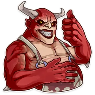 👍 3bf6adc1 demone, mostro, horror, malvagio, pollice in su, macellaio telegram sticker