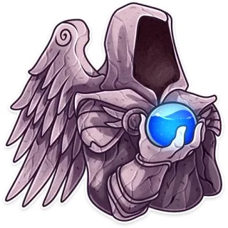 🍷 972f3782 angelo, magia, pietra, sfera, figura incappucciata, fantasy telegram sticker