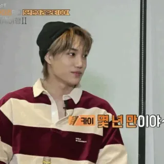 🇦🇹 f8e2af55 Kai 카이 몇년 만이야~ K-pop, EXO, Chanteur, Célébrité, Idole, Coréen whatsapp sticker