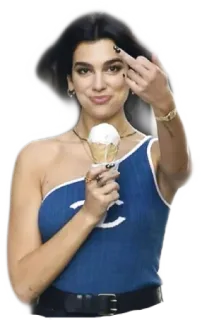 🖕 8302ed38 Dua Lipa doigt d'honneur, glace, chanteur, célébrité, popstar telegram sticker