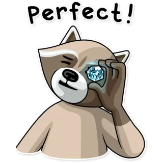 🦡 3ee584e0 Perfect! 浣熊, 钻石, 完美, 动物, 贴纸 telegram sticker