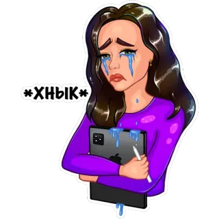 😥 352fb542 *хнык* crying, sad, woman, digital art, tears whatsapp sticker