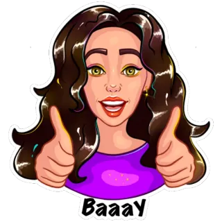 👍 bdbe9676 Baaay girl, thumbs up, happy, cartoon, positive, good, okay whatsapp sticker