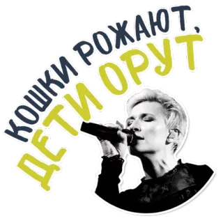 😊 35569f80 КОШКИ РОЖАЮТ, ДЕТИ ОРУТ 俄语, 歌词, 歌手, 麦克风, 音乐 telegram sticker