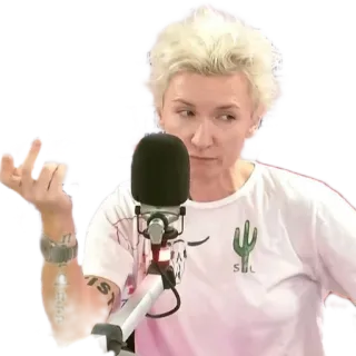 😑 83fb15b5 女人, 麦克风, 人, 手势, 广播, 说话 telegram sticker