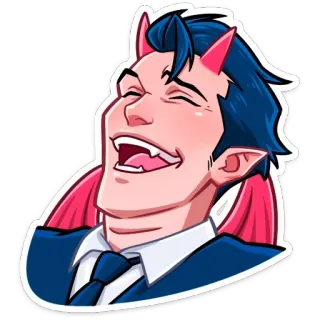 😂 25173f35 diabo, demônio, chifres, malvado, desenho animado, terno, rindo whatsapp sticker