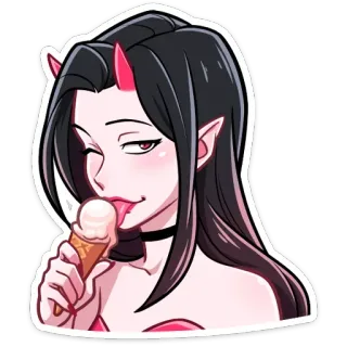 🤤 9e8bcff1 demônio, sorvete, anime, menina, adesivo, lambendo whatsapp sticker