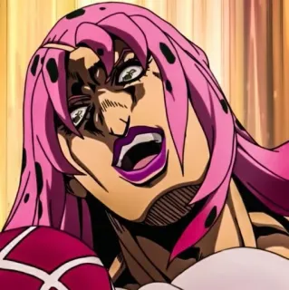 🐸 732bbd90 Diavolo JoJo's Bizarre Adventure Anime, Cattivo, Jojo, Diavolo, Arrabbiato, Capelli rosa telegram sticker