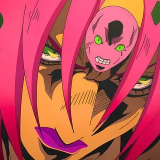 🐸 83a912bd Diavolo JoJo's Bizarre Adventure anime, capelli rosa, villain, stand, King Crimson, jojo telegram sticker