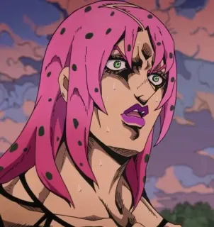 🐸 bb2a15f7 Diavolo JoJo's Bizarre Adventure Anime, Jojo, Cattivo, Diavolo, Capelli rosa telegram sticker