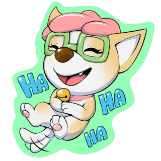 🙃 0bb1b101 HA HA HA cachorro, rindo, óculos, fofo, desenho animado, humor telegram sticker