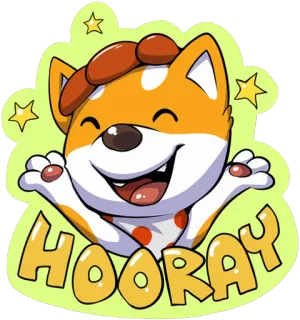 🎉 1cff97cd HOORAY cão, desenho animado, celebração, viva, feliz, divertido, adesivo telegram sticker