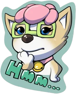 🧐 74f55b33 HMM.... cachorro, pensando, fofo, adesivo, hmm, desenho animado, animal telegram sticker