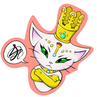 👿 7df4d49d gato, coroa, desenho animado, adesivo, animal, felino telegram sticker