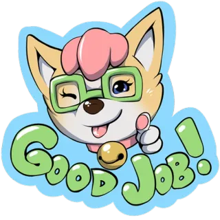 👍 85239b0e Good Job! cachorro, sucesso, parabéns, fofo, desenho animado, positivo, conquista telegram sticker