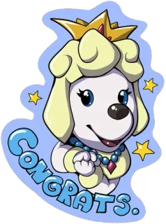 🥳 b3908434 Congrats. parabéns, cachorro, coroa, desenho animado, celebração telegram sticker