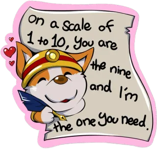 💛 bdfbc3b6 On a Scale of
1 to 10, You are
the nine
and I'm
the one you need fofo, amor, balança, nove, um, você telegram sticker