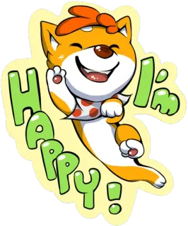 🙂 de8f5fb0 Hi, I'm HAPPY! feliz, cachorro, fofo, desenho animado telegram sticker