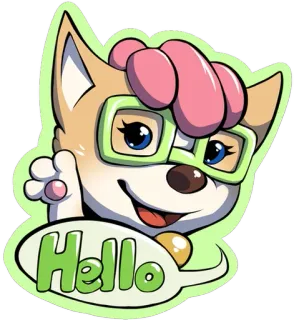 ✋ f90b1128 Hello cachorro, desenho animado, olá, fofo, saudação telegram sticker