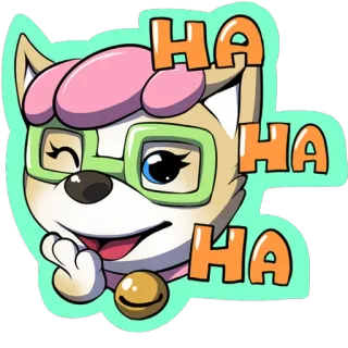 😺 fb9e6383 HAHA cachorro, desenho animado, engraçado, rindo, animal, óculos, piscadela telegram sticker