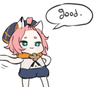 🌟 29706a24 good. 귀여운, 동물 귀, 애니메이션, 디지털 아트, 능글 telegram sticker