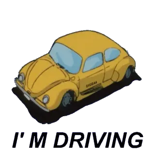 🚗 1909cb17 I'M DRIVING xe hơi, xe hơi màu vàng, lái xe telegram sticker