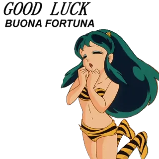 😇 768bf431 GOOD LUCK
BUONA FORTUNA Anime, Chúc may mắn, Tiếng Ý, Lum telegram sticker